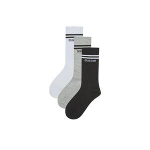 Lyle & Scott Boys Sports Socks (Pack of 3) / White/Black/Gray